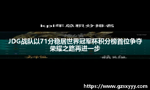 JDG战队以71分稳居世界冠军杯积分榜首位争夺荣耀之路再进一步
